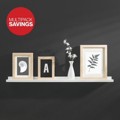 RB UK Shelf Depot White Border Floating Shelf (L)800mm (D)90mmPack Of 2 from B&Q