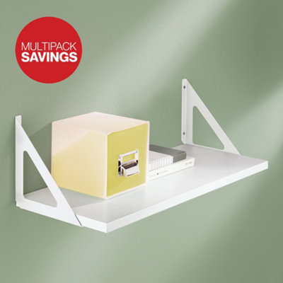 RB UK Shelf Depot White Shelf Kit With Hanging Brackets (L)800mm (D)250mmPack Of 2