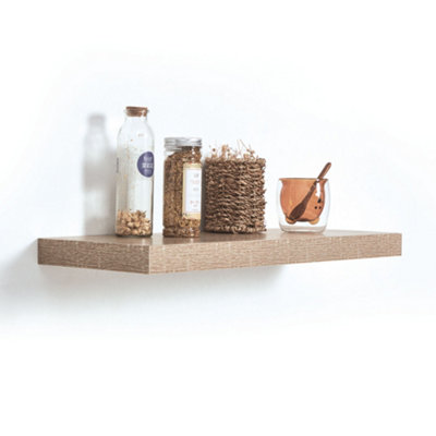 RB UK Shelf Depot Oak Floating Shelf Heavy Duty Shelves 50Kg Udl (L)600mm (D)250mm from B&Q