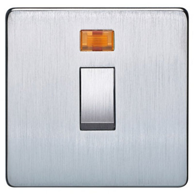 Crabtree 7011/3Sc Platinum Screwless Low Profile Double Pole Switch With Neon 20 AmpSatin Chrome from B&Q