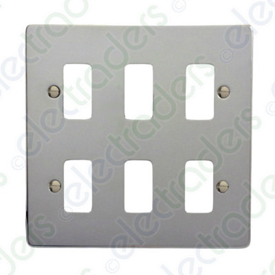 Crabtree 6576/hpc Rockergrid Grid Cover Plate 6 Gang Highly Polished Chrome from B&Q