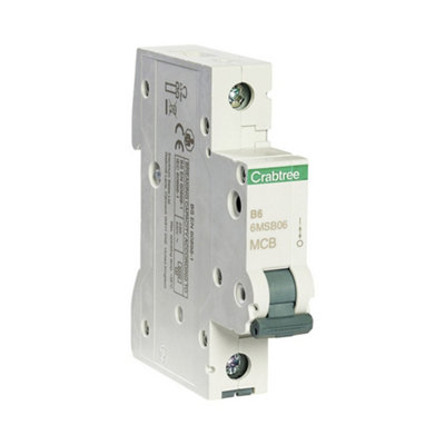Crabtree 6Msb06 Miniature Circuit Breaker (Mcb) Type B Loadstar Domestic Sp 6 Amp
