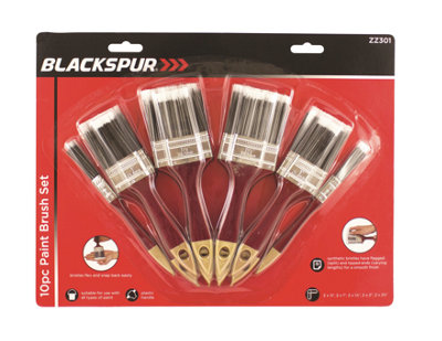 Blackspur 10Pc Paint Brush Set Synthetic Bristle Decorating Brushes Multi Size Diy Paint Brushes Set from B&Q
