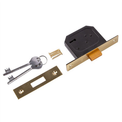 B&Q -  3-Lever Deadlock64mmBrass