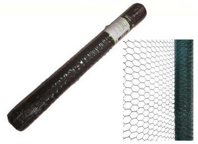 B&Q -  10M X 0.9M X 25mm Pvc Coated Galvanised Chicken Wire Rabbit Mesh Fencing Aviary Fence Netting