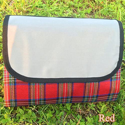 Waterproof Picnic Blanket Carry Bag Red Tartan from B&Q