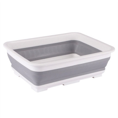 Ashley Collapsible Plastic Washing Up Bowl7LWhite/grey from B&Q