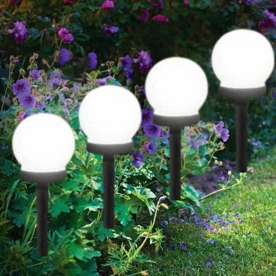 4Pc Solar Led Globe Stake Light Set from B&Q