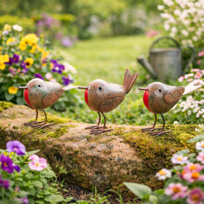 3X Robin Redbreast Metal Ornaments from B&Q