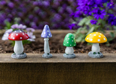 4Pc Mushroom Fairy Garden Ornaments