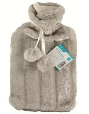 Ashley Hw181 Hot Water Bottle With Plush Fur Fluffy CoverGrey