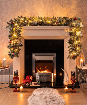 9Ft Snow Dusted Artificial Led Garland from B&Q