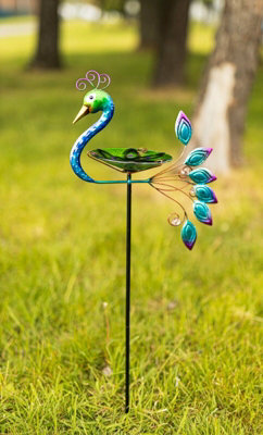 Marco Paul Garden Peacock Glass Bird Bath Feeder Stake from B&Q