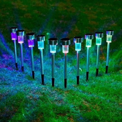 Marco Paul 10 X Solar Powered Colour Changing Led Stake Lights from B&Q