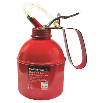 Vivo Oil Can With Flexible Spout Pump Thumb-Operated Lever Steel Dispenser 500Ml
