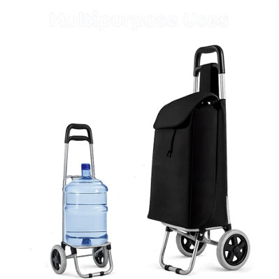 B&Q -  Housewares Shopping Trolley Foldable Cart On Wheels Black Grocery Bag Festival Camping Laundry Market Travel Storage St405
