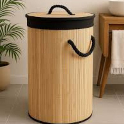 Marco Paul Collapsible Bamboo Laundry BasketRound from B&Q