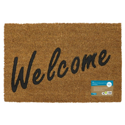 Jvl Rubber Embossed Pvc Backed Coir Doormat40X60CmWelcome from B&Q