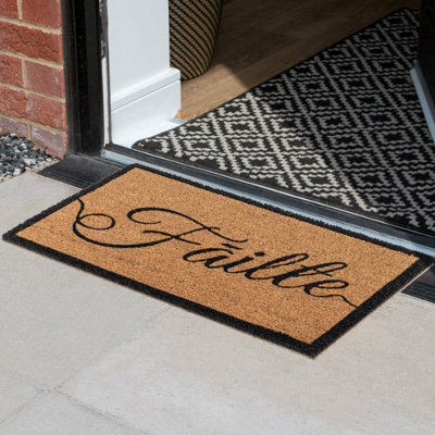B&Q -  Failte Irish Welcome Coir Doormat Latex Backed Natural Mat 60Cm X 40Cm