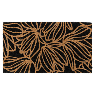 B&Q -  Eco-Friendly Latex Backed Coir Entrance Doormat40X70CmBlack Floral
