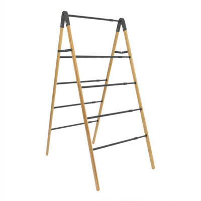 JVL Extendable Bamboo Clothes Ladder - 4 Tier, 6m Drying Space, Black & Bamboo - Image 9