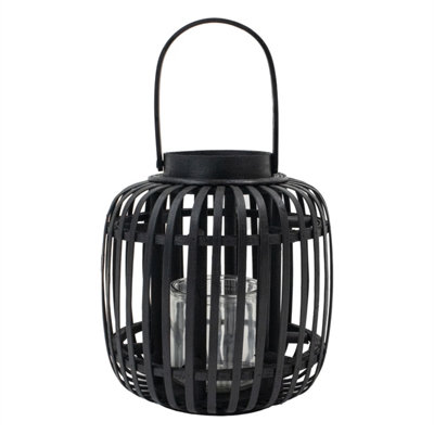Jvl Luna Natural Bamboo Lantern With HandleBlack from B&Q