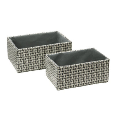 Jvl Silva Rectangular Fabric Storage BasketsSet Of 2Grey