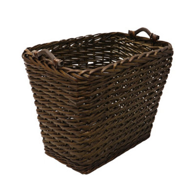 Jvl Vertical Weave Rectangle Log Basket With Wooden HandlesMediumBrown from B&Q