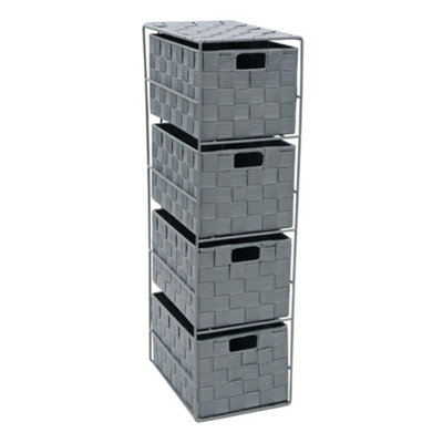 Jvl Unisex Grey Vichy 4 Drawer Narrow Nylon Storage Tower In - Image 8
