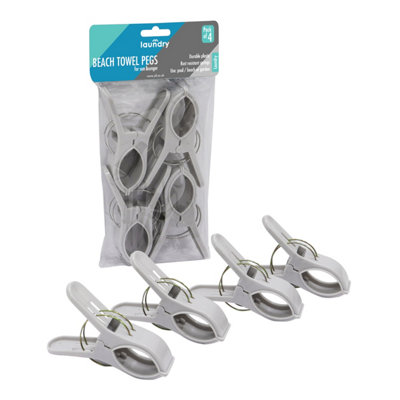 Jvl Pack Of 4 Beach Towel PegsGrey from B&Q