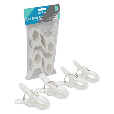 Jvl Pack Of 4 Beach Towel PegsWhite from B&Q