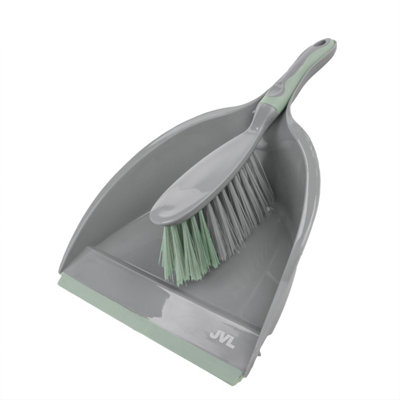 Jvl Dustpan & Brush Set With Rubber Grip-Grey from B&Q