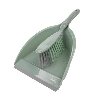 Jvl Dustpan & Brush Set With Rubber Grip-Green from B&Q