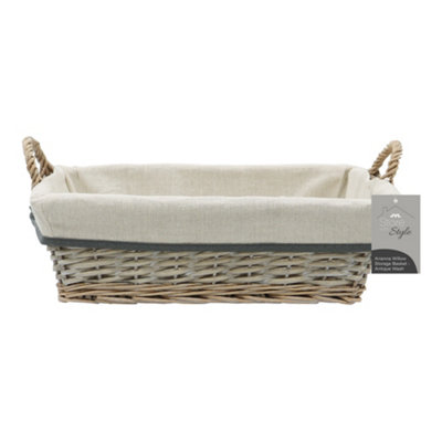 B&Q -  Arianna Rectangular Willow Storage BasketGrey Wash
