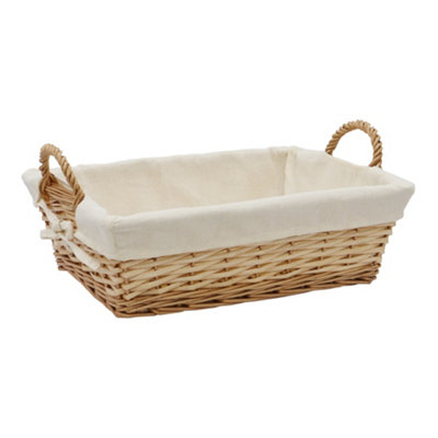 B&Q -  Hand Woven Acacia Rectangular Willow Storage Basket With LiningHoney Finish