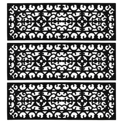 Jvl Lexi Wrought Iron Effect Rubber Step Mat25X75CmSet Of 3 from B&Q