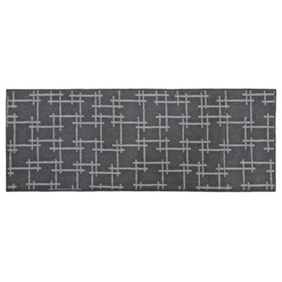 Jvl Vector Machine Washable Latex Backed Runner Doormat57X150CmGrey from B&Q