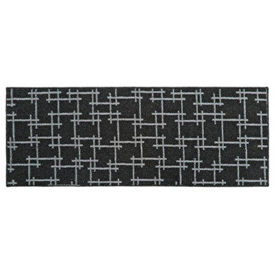 Jvl Vector Machine Washable Latex Backed Runner Doormat57X150CmBlack from B&Q