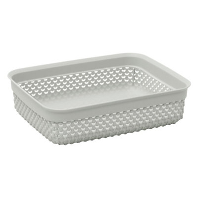 Jvl Droplette Design Plastic Storage BasketOne SizeGrey from B&Q