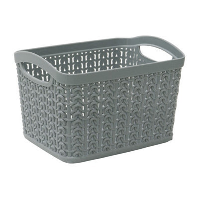 Jvl Knit Design Loop Plastic Set Of 3 Storage BoxesGrey from B&Q