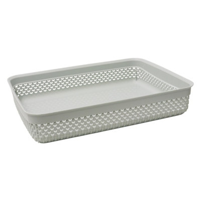 Jvl Droplette Design Plastic Storage TrayGrey from B&Q