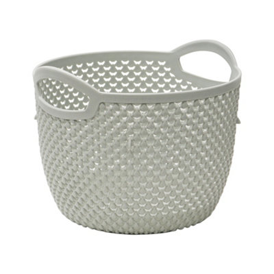 Jvl Droplette Design Plastic Round Storage Basket Grey from B&Q