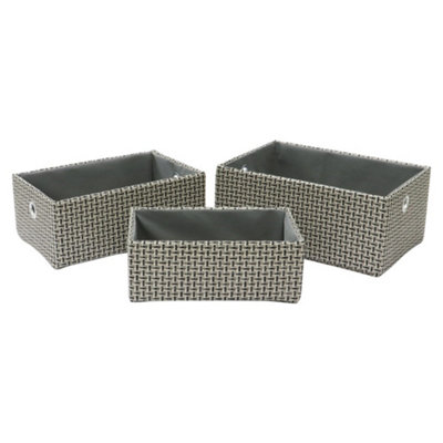 Jvl Silva Rectangular Fabric Storage BasketsSet Of 3Grey