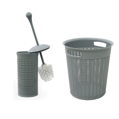 Jvl Loop Toilet Brush And Round Plastic BinGrey from B&Q