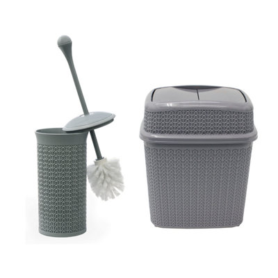 Jvl Loop Toilet Brush And Rectangular Lidded BinGrey from B&Q