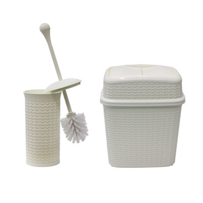 Jvl Loop Toilet Brush And Rectangular Lidded BinWhite from B&Q