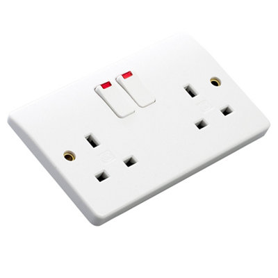 Mk Double 13A 250V Gloss White Socket With Neon from B&Q
