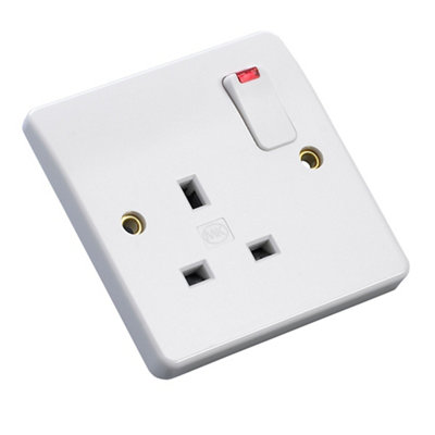 Mk Single 13A 250V Gloss White Socket With Neon from B&Q