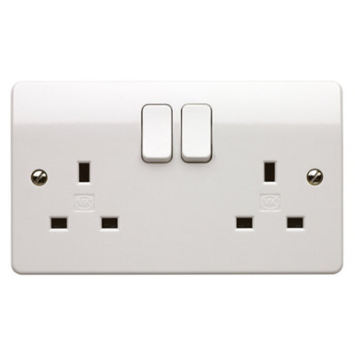 Mk Double 13A 240V Gloss White Inboard Socket With 2 Poles from B&Q