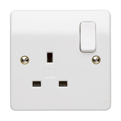 Mk Single 13A 240V Gloss White Socket from B&Q